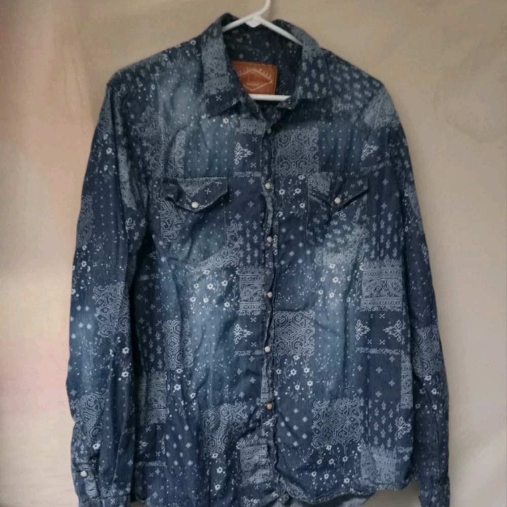 Red Camel Men's Navy Bandana Print Shirt